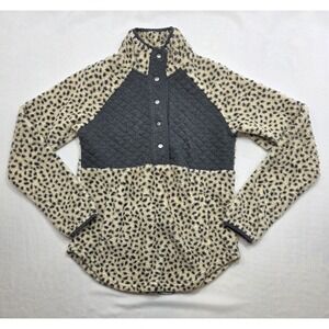 Maurice's Women's Leopard & Gray Quilted Sherpa Snap Front Sweatshirt. Size XS